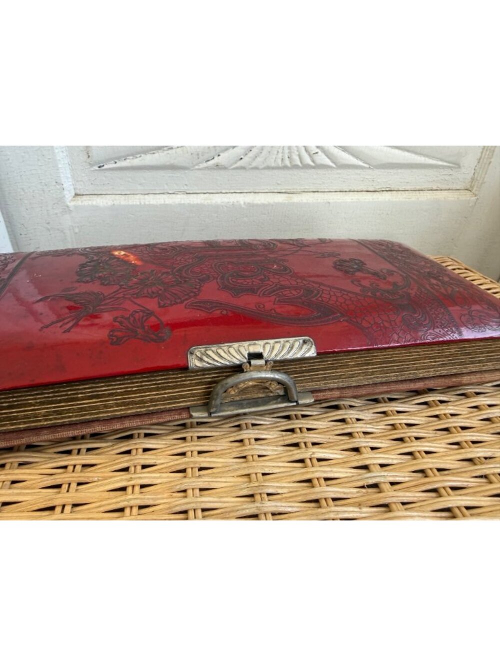 Antique 1880s Red Celluloid Velvet Photo cabinet Album - Picture 3 of 12